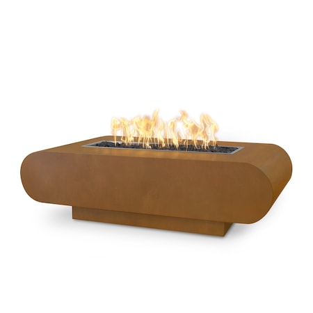 The Outdoor Plus 72 Rectangular La Jolla Fire Pit - Corten Steel - Low Voltage Electronic Ignition - Liquid Propane OPT-LAJCS72E12V-LP